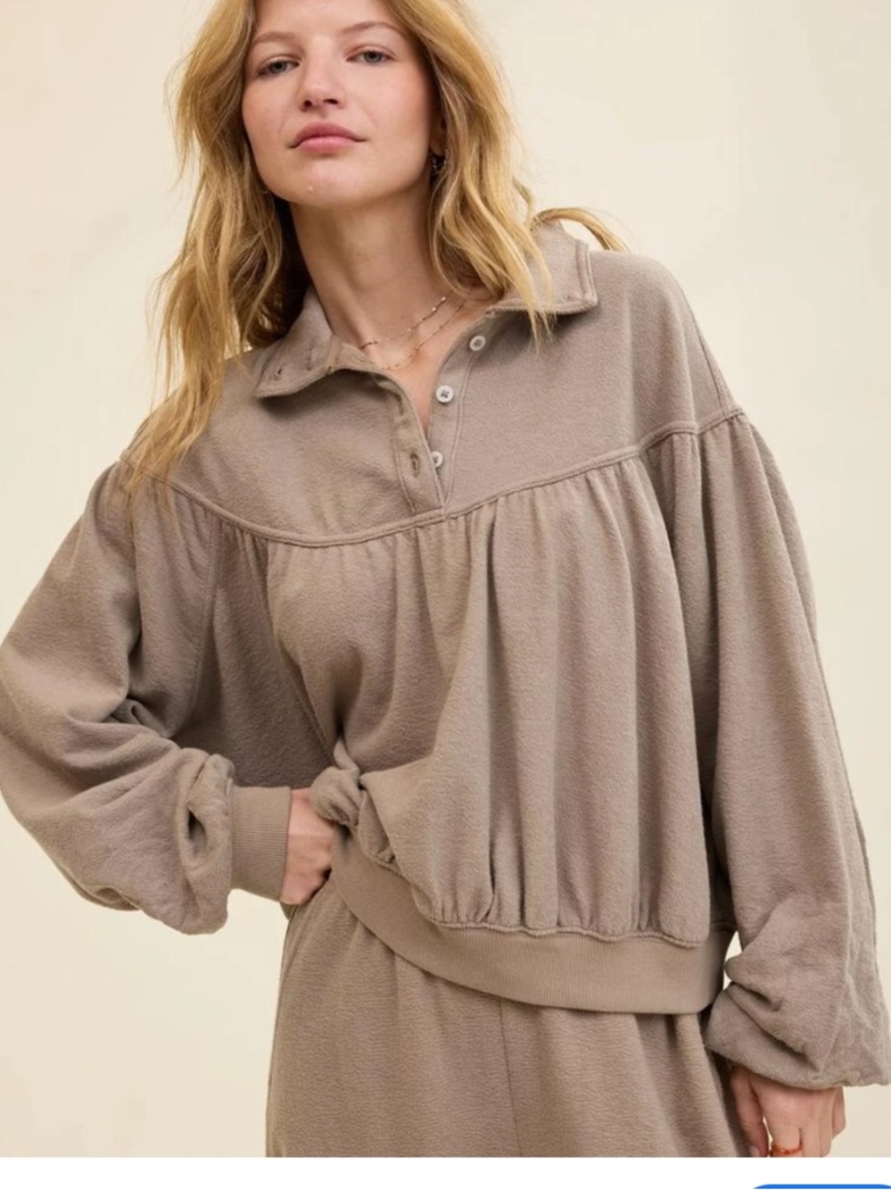 AerieTaupe Funnel Neck Pullover